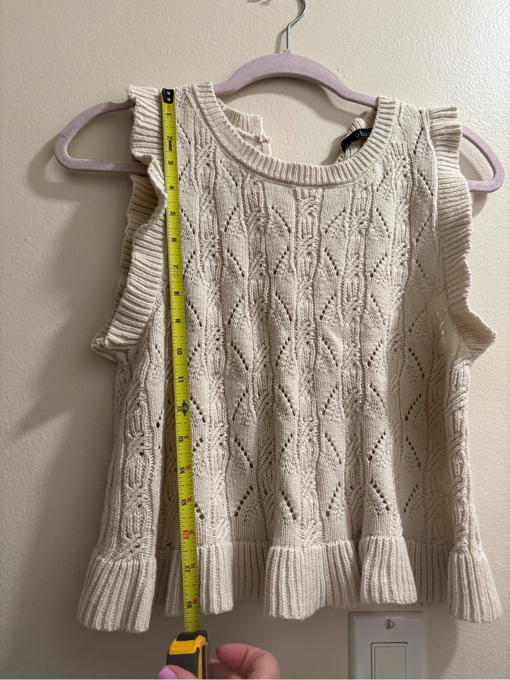 Deluc Cream Knit Top with Ruffles - Picture 4 of 5